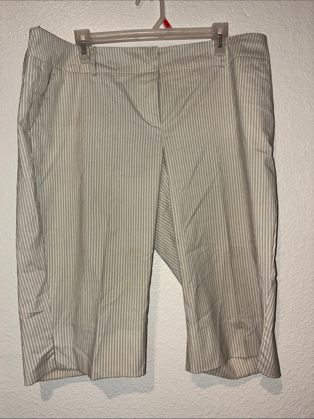 New York & Company Beige and White Striped Capris